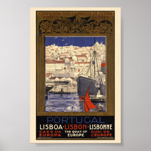 Poster Cartaz Vintage Portugal Lisboa 1929