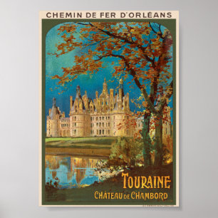Poster Cartaz Vintage Touraine Château de Chambord 1913