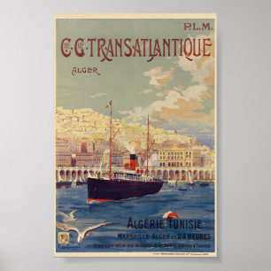 Poster Cartaz Vintage Transatlântico Argel 1901