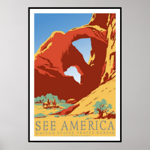 Poster Cartaz Vintage Ver América Estados Unidos