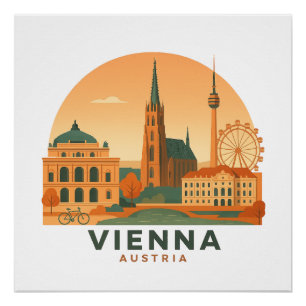 Pôster Cartaz Vintage Viena Áustria – Arte de Viagem Retr