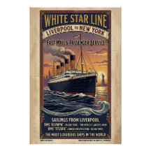 Cartaz Vintage White Star Line Olympic & Titanic