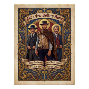 Pôster Cartaz Western Art Nouveau Por Alguns Dólares a Ma
