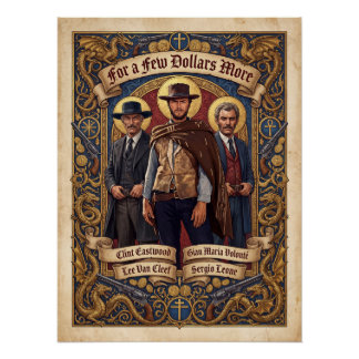 Pôster Cartaz Western Art Nouveau Por Alguns Dólares a Ma