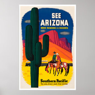 Poster Cartaz Western Southern Pacific Cowboy Arte do Ari