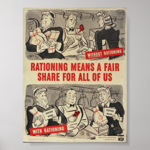 Pôster Cartaz WW2 americano "que raciona… "