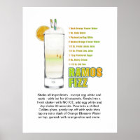 Cartazes da Receita do Coquetel Ramos Gin Fizz Art