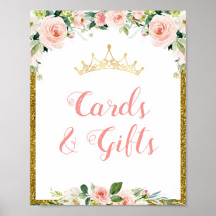 Poster cartazes de chá de fraldas de princesa e de presen