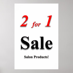 Poster Cartazes de Salão Barbearia 2 por 1 Venda Produtos