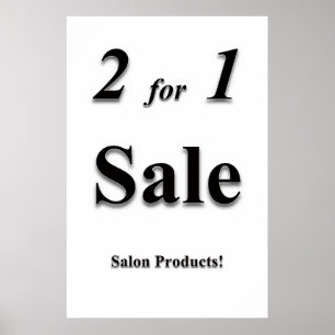 Poster Cartazes de Salão Barbearia 2 por 1 Venda Produtos