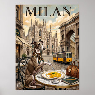 Poster Cartazes de Viagem Antigos Cão Milão Itália