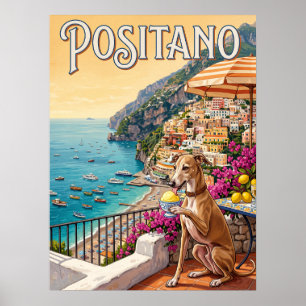 Poster Cartazes de Viagem Antigos Positano Itália Cão C