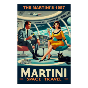 Pôster Cartazes de Viagens Espaciais da Martini de 1957