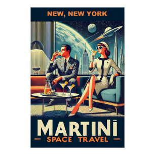 Pôster Cartazes de Viagens Espaciais Martini Novos, Nova