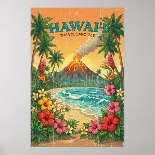 Poster Cartazes de Viagens Havaianos Antigos - Ilha do Ha