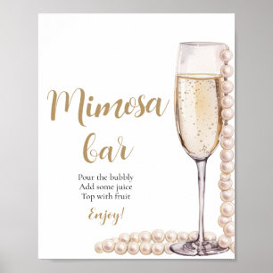 Poster Cartazes Dourados e Prosecco Champagne Mimosa - Si