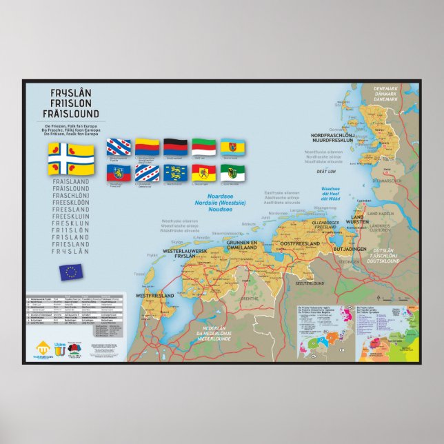 Poster Carte de la Frise (Fryslân) (Frente)