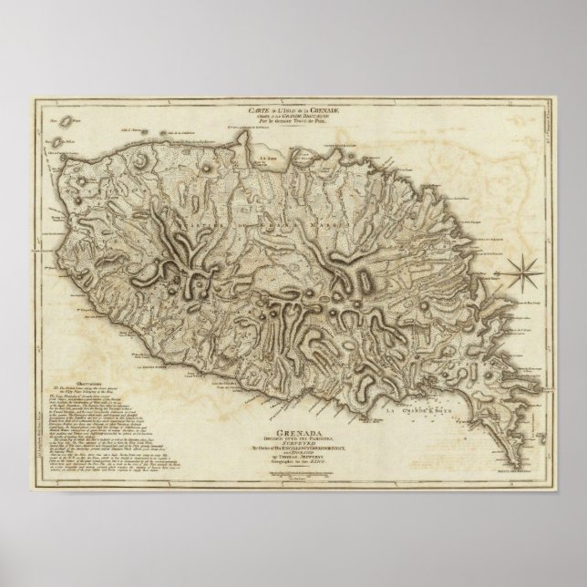 Poster Carte de l'Isle de la Grenade (Frente)