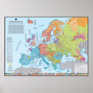 Poster Carte etnografhique des peuples d'Europe