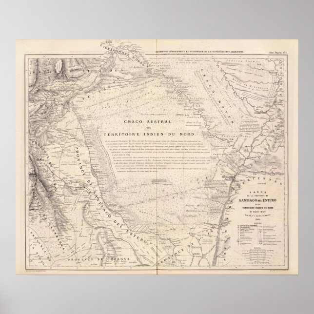 Pôster Carte, Província de Santiago del Estero (Frente)