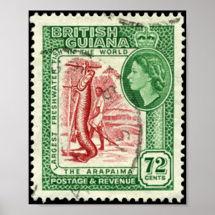 Pôster Carteira 72c britânica de Guiana 1954 do selo