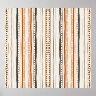 Poster Carteira de Ikat Laranja Moderno Aztec