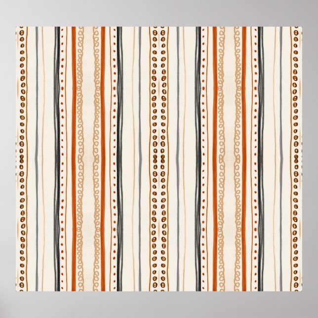 Poster Carteira de Ikat Laranja Moderno Aztec (Frente)