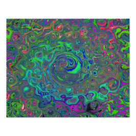 Pôster Cartela Trippy Chartreuse e Azul Líquido Retro