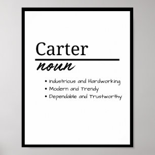 Poster Carter, Definição de Nome Personalizado de Menino
