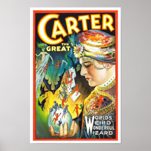 Poster Carter o excelente, 1927. Mágico do vintage