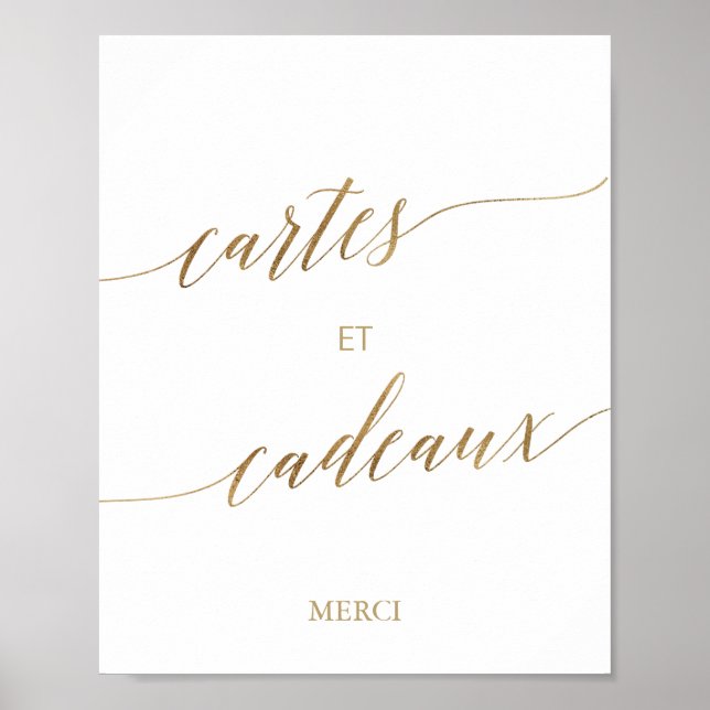 Poster Cartes et Cadeaux Elegantes com Caligrafia a Ouro (Frente)