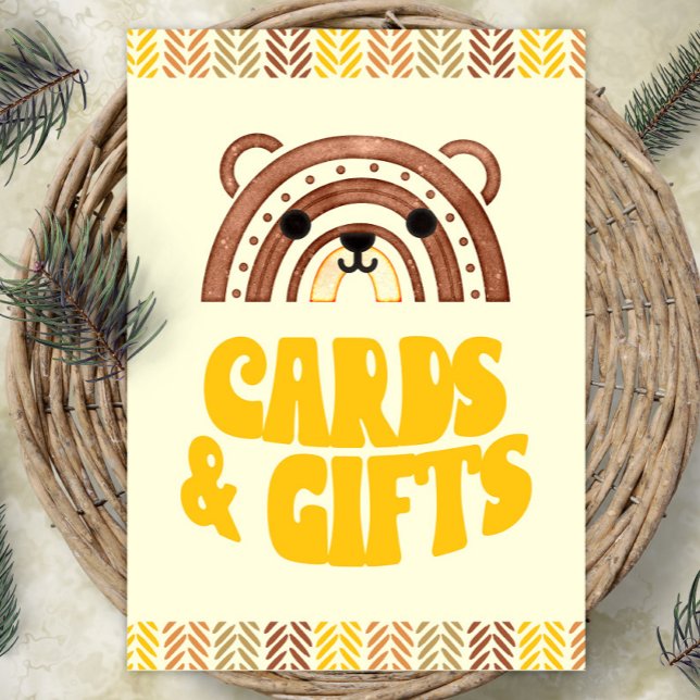 Poster Cartões 5x7 & Presentes Boho Floresta Urso Anivers (Criador carregado)