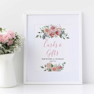 Poster Cartões & aguarela elegante do rosa do rosa do