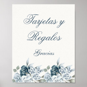 Poster Cartões Azuis Florais e Presentes Símbolo de casam