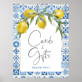 Poster Cartões Azulejos Azuis Limon-Mediterrânicos, com P