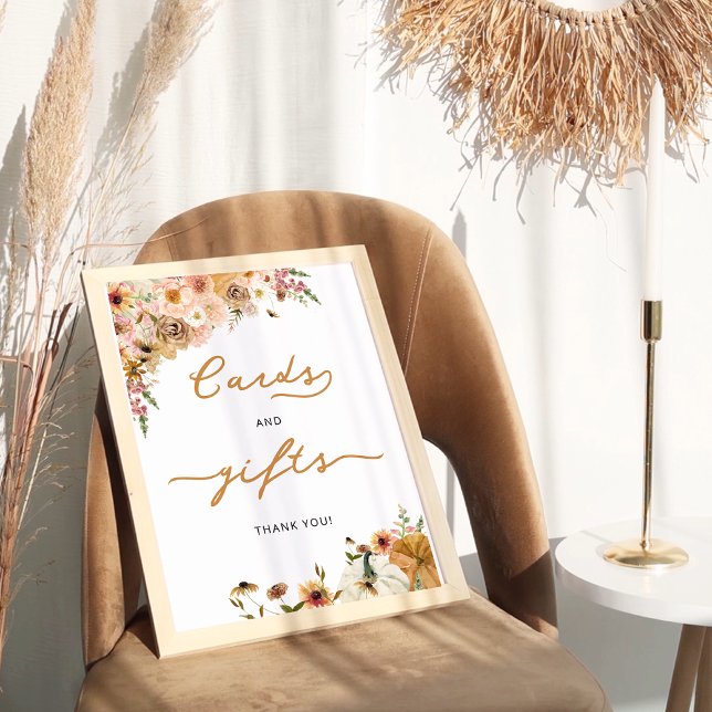 Poster Cartões de Abóbora de Aquarelas Florais do outono (Criador carregado)