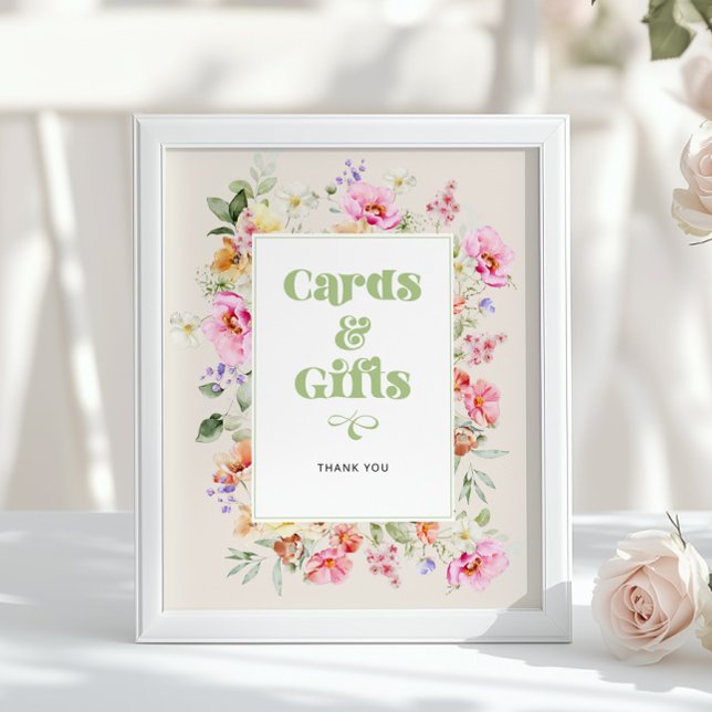 Poster Cartões de aguarela de flores silvestres e present (Criador carregado)