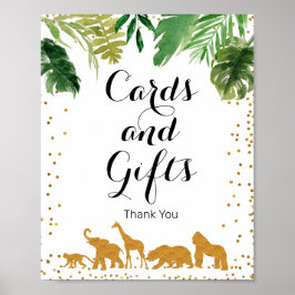 Poster Cartões de Aquarela e Sinal de presentes Dourados