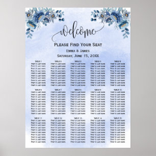 Poster Cartões de Assentos de Casamento com Design Floral
