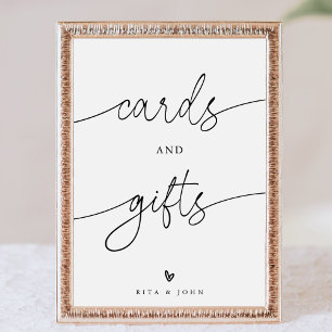 Poster Cartões de Caligrafia e Sinal de Casamento de Favo