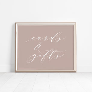 Poster Cartões de Caligrafia e Sinal de Presente rosa Tau