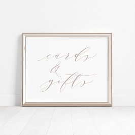 Poster Cartões de Caligrafia e Sinal de Presente rosa Tau