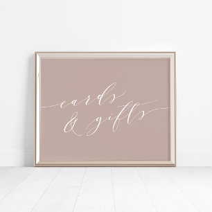 Poster Cartões de Caligrafia e Sinal de Presente rosa Tau
