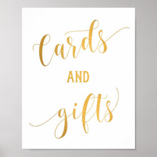 Poster Cartões de Caligrafia Simples em Dourado e Sinal d