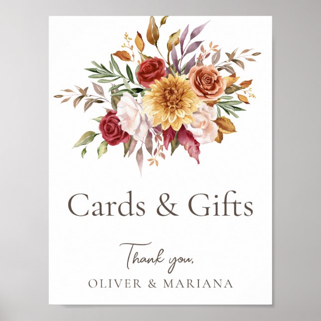 Poster Cartões de Casamento Brancos e Presentes de Queda  (Frente)