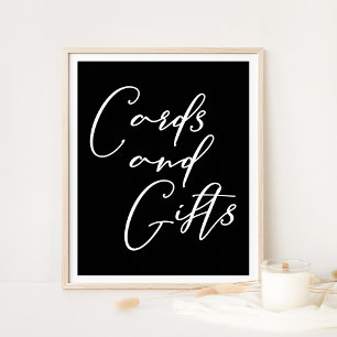 Poster Cartões de Casamento Brancos Negros Simples Elegan