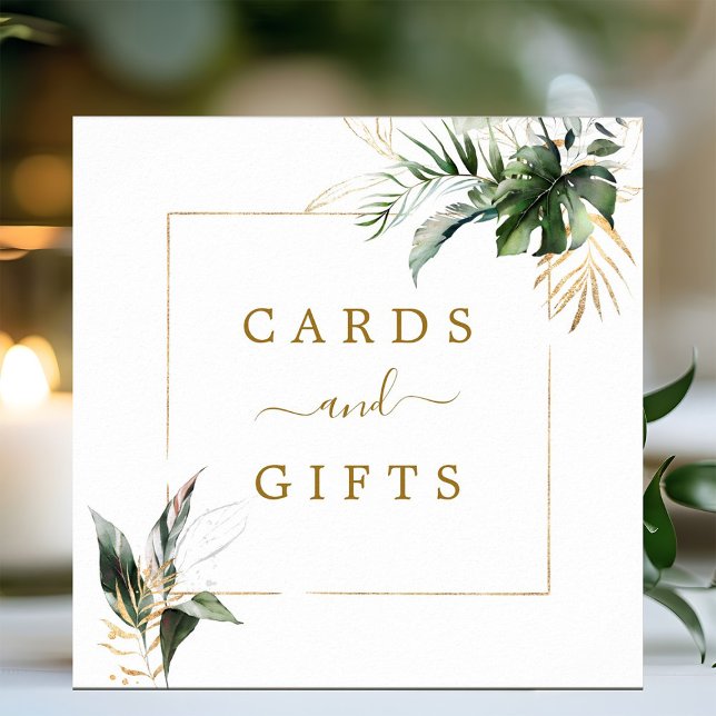 Poster Cartões de Casamento de Folhagem Tropical e Sinal  (Criador carregado)