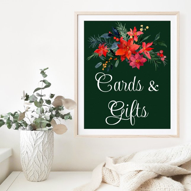Poster Cartões de casamento de Natal florais verdes elega (Criador carregado)