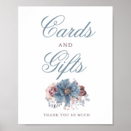 Poster Cartões de Casamento Dusty Blue e Mauve Sinal de P