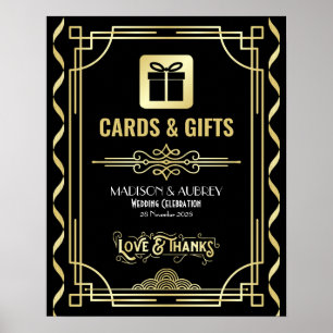 Poster Cartões de casamento e presentes Dourado Sinal pr